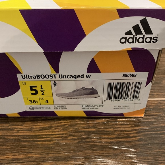 Adidas WMN Ultra Boost Uncaged Running Shoes US5.5 Light Grey/Baby Blue & Pink - Picture 2 of 12